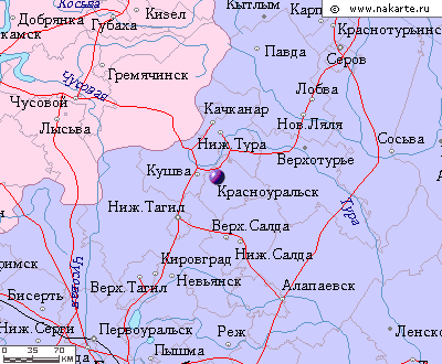 Карта окрестностей города Красноуральск