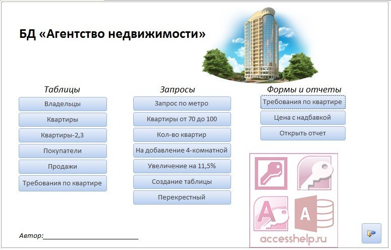 База данных Access "Агентство недвижимости"