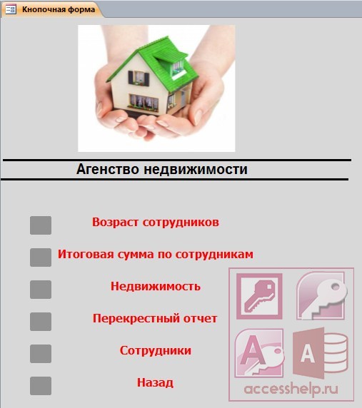 БД Access Агентство недвижимости