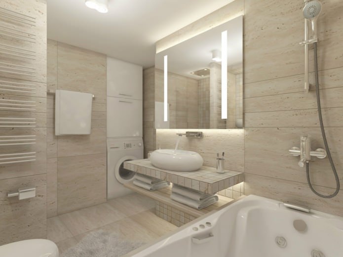 ванная в дизайне малогабаритной трехкомнатной квартиры
