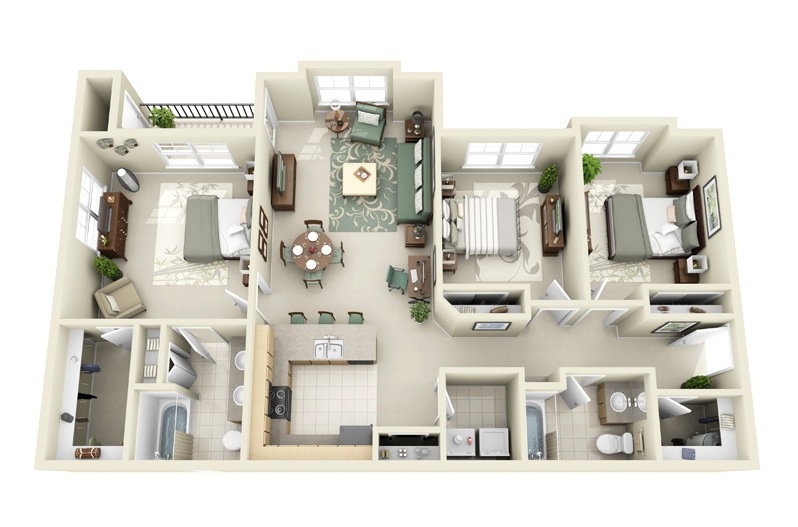 Шикарная планировка трехкомнатной квартиры