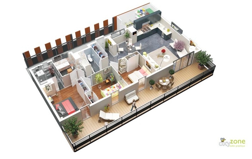 Стильная планировка трехкомнатной квартиры