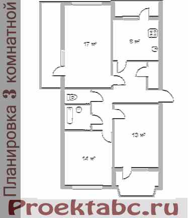 МС серия - планировка трехкомнатной квартиры
