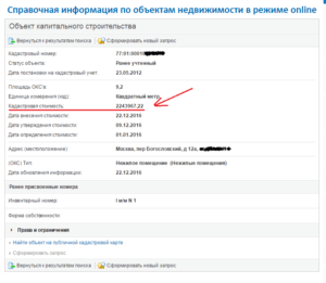 Шаг №4 - показана кадастровая стоимость