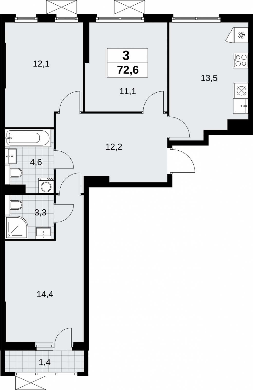 1-комнатная квартира в ЖК Дыхание на 24 этаже в 1 секции. Сдача в 2 кв. 2016 г.