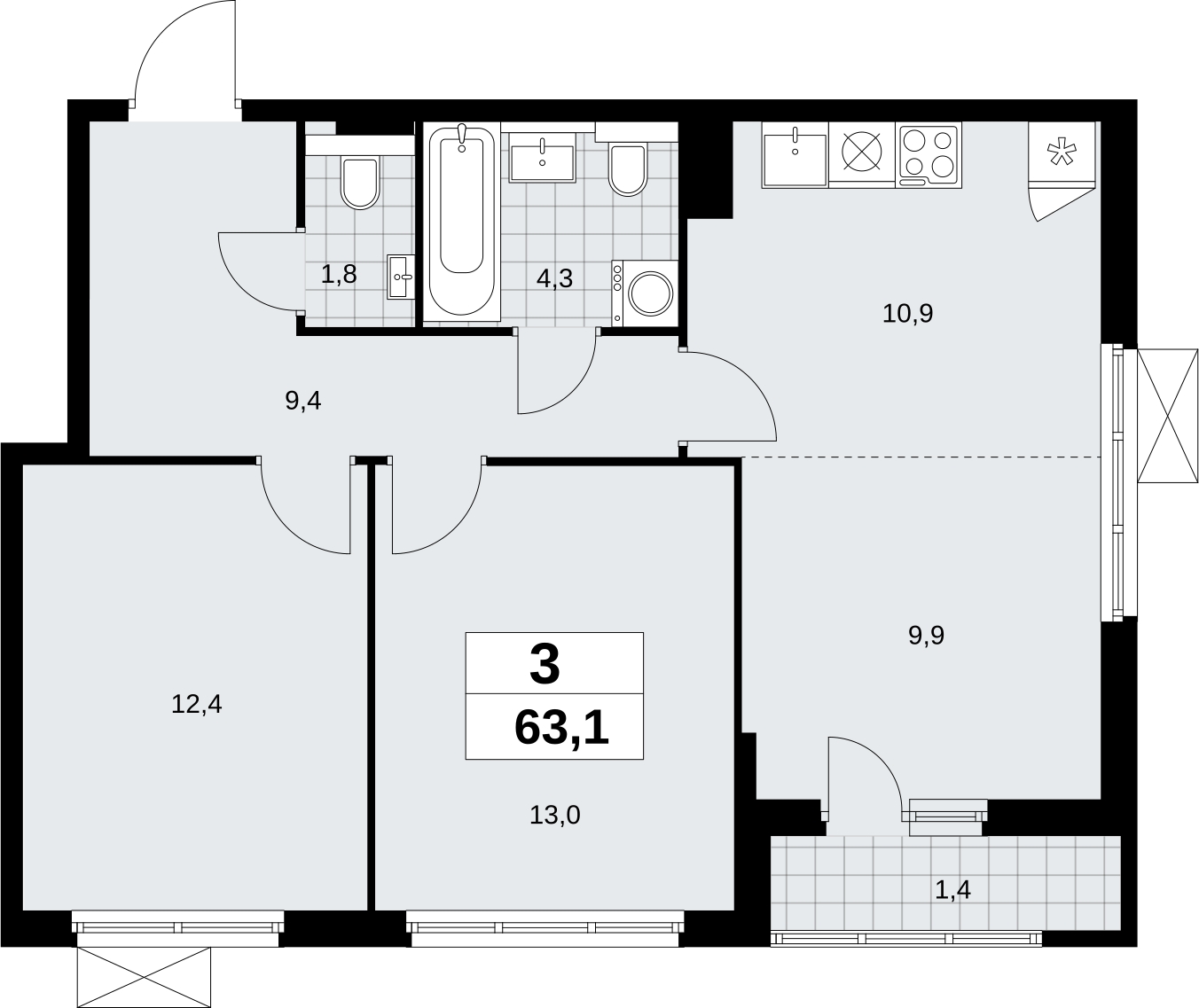 2-комнатная квартира в ЖК Дыхание на 2 этаже в 1 секции. Сдача в 2 кв. 2016 г.