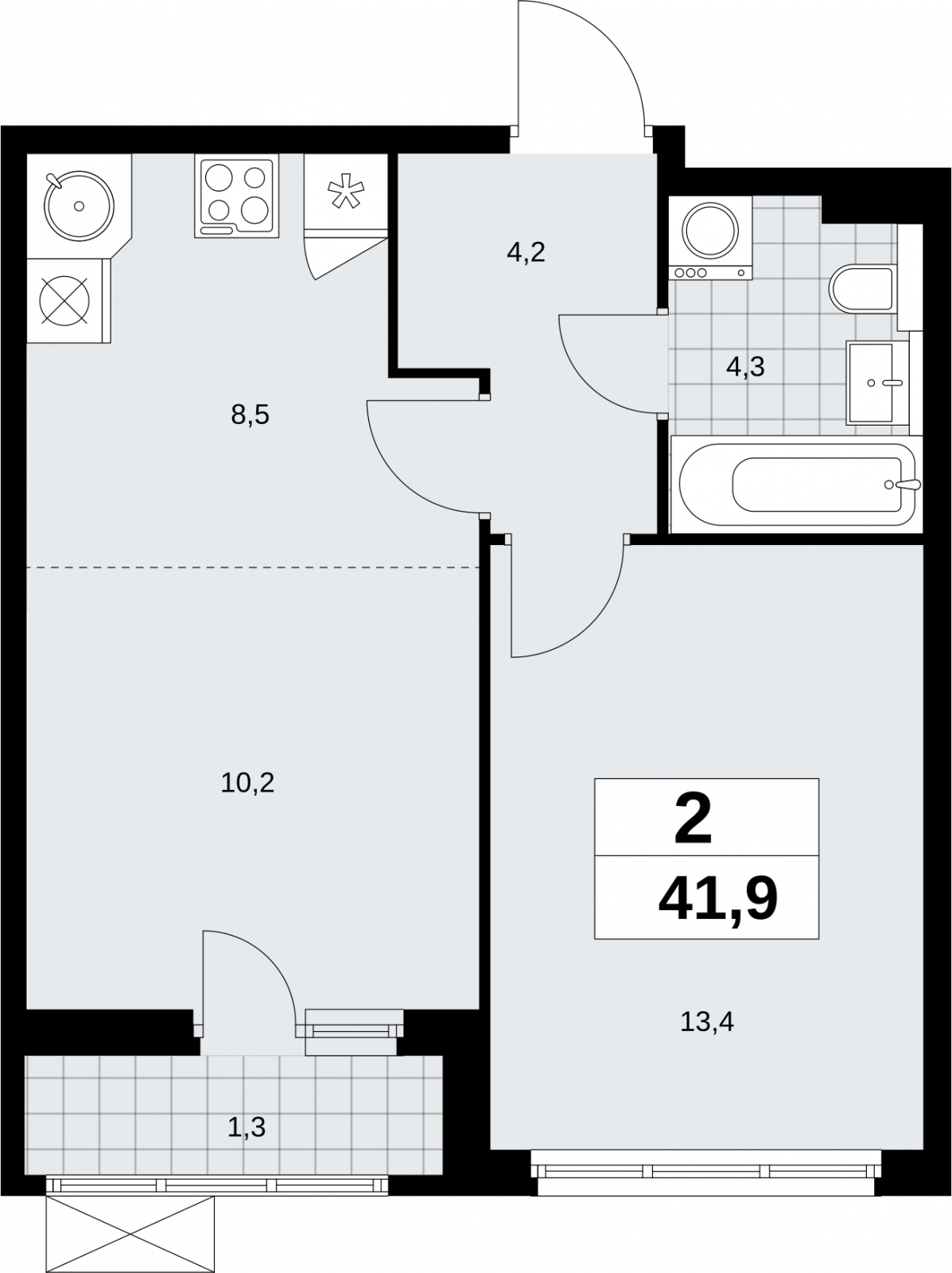 3-комнатная квартира в ЖК Дыхание на 4 этаже в 1 секции. Сдача в 2 кв. 2016 г.