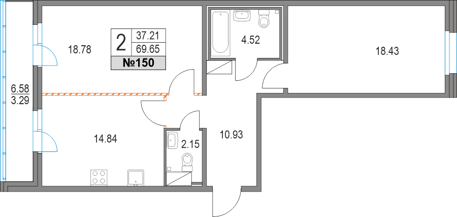 1-комнатная квартира (Студия) в ЖК Изумрудные Холмы на 9 этаже в 1 секции. Сдача в 2 кв. 2019 г.