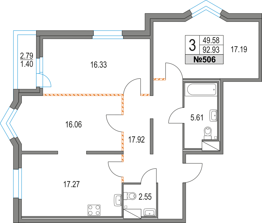 1-комнатная квартира в ЖК Изумрудные Холмы на 10 этаже в 1 секции. Сдача в 2 кв. 2019 г.
