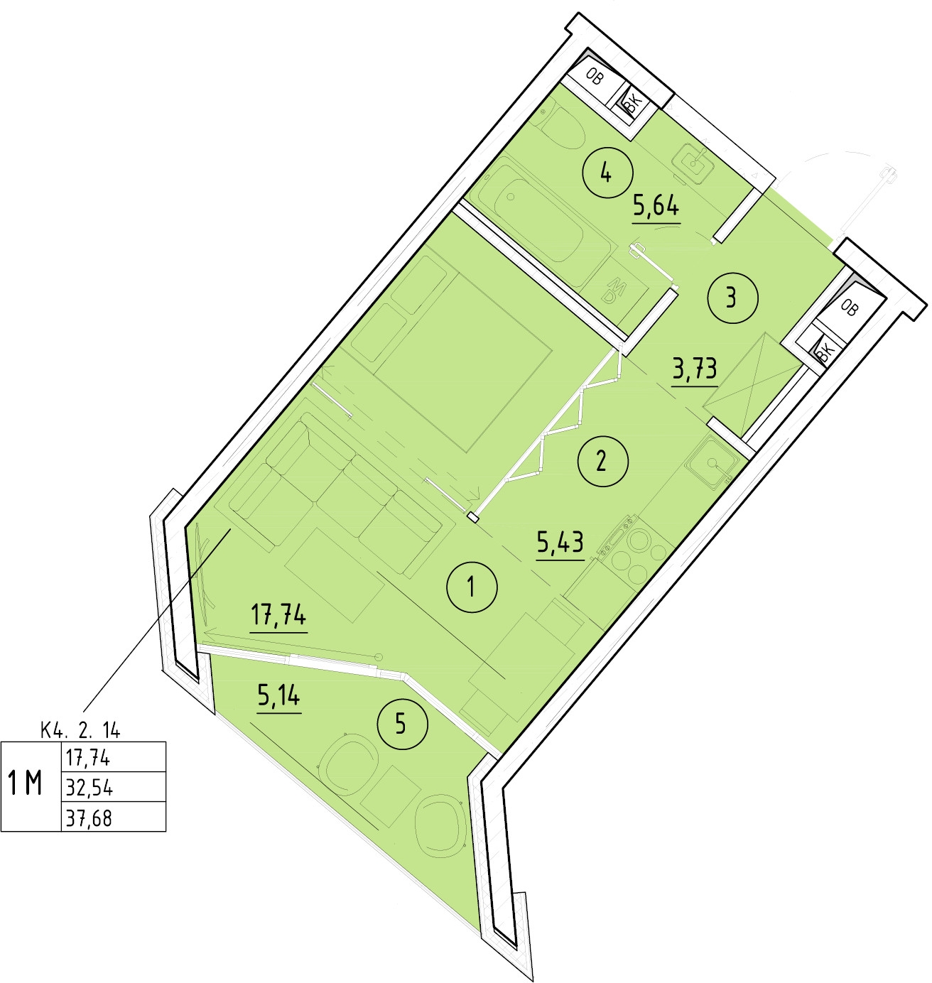 1-комнатная квартира (Студия) в ЖК Изумрудные Холмы на 11 этаже в 1 секции. Сдача в 2 кв. 2019 г.