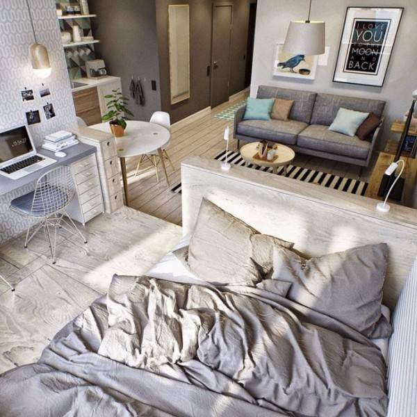 Спальня в интерьере однокомнатной квартиры