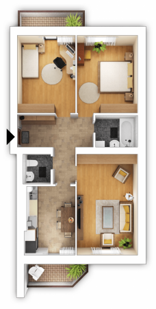 Пример перепланировки двухкомнатной квартиры